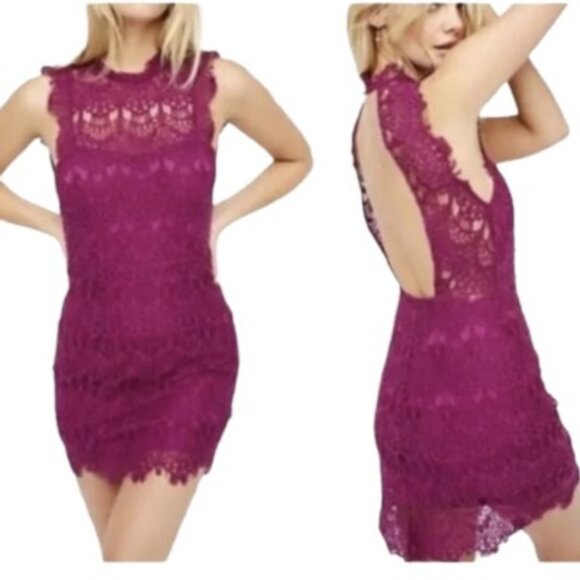 NEW INTIMATELY FREE PEOPLE womens size medium M Daydream lace mini bodycon dress - Picture 1 of 11
